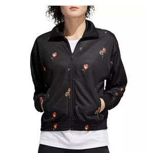 Adidas Black Floral Print Track Jacket